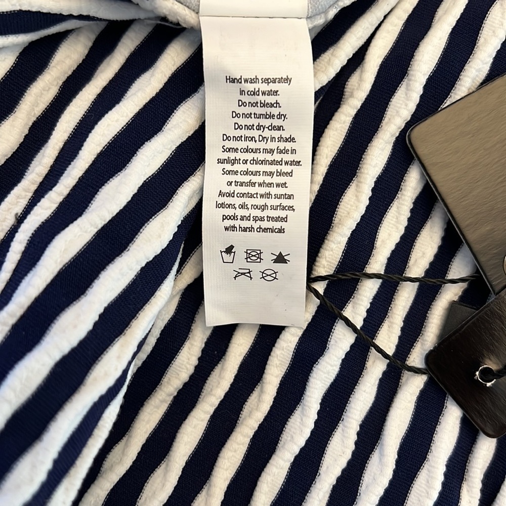 BOND EYE ONE PIECE SWIMSUIT Nip Tuck Shirred Maillot Stripe Size 10 NWT - Picture 5 of 10